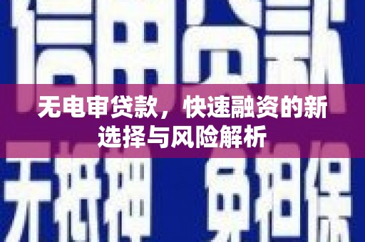 中宁无电审贷款，快速融资的新选择与风险解析