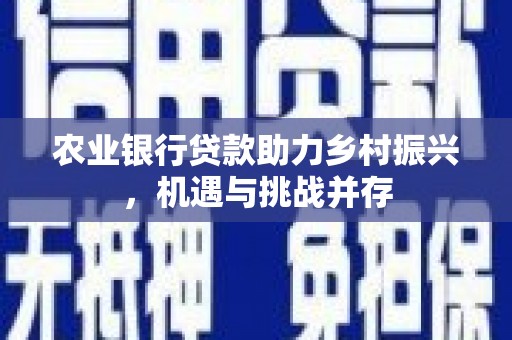 中宁农业银行贷款助力乡村振兴，机遇与挑战并存