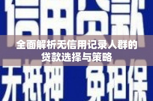 中宁全面解析无信用记录人群的贷款选择与策略